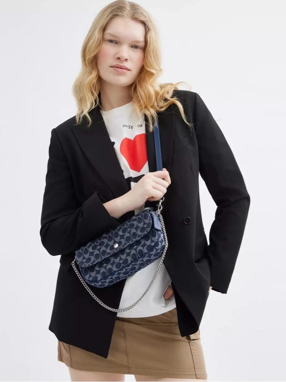 NWT Coach Brook Flap Chain Bag In Signature Denim CAT60